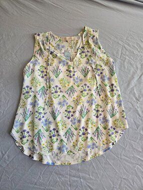 Loft Petites Medium Multicolor Floral Sleeveless Blouse Brand New